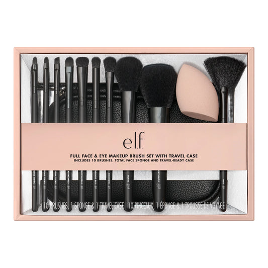 E.l.f Full Face & Eye Makeup Brush Set with Travel Case